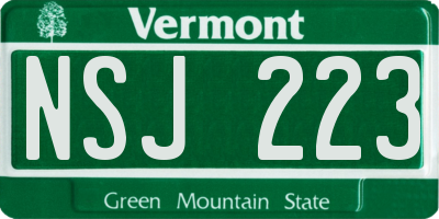 VT license plate NSJ223