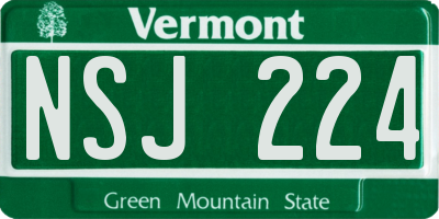 VT license plate NSJ224