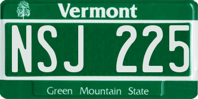 VT license plate NSJ225