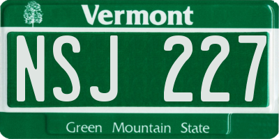 VT license plate NSJ227