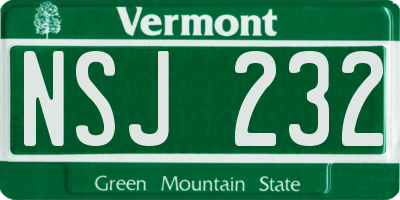 VT license plate NSJ232