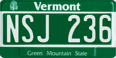VT license plate NSJ236