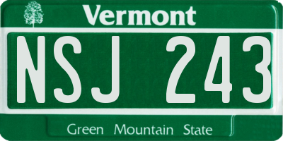 VT license plate NSJ243