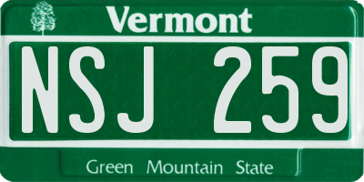 VT license plate NSJ259