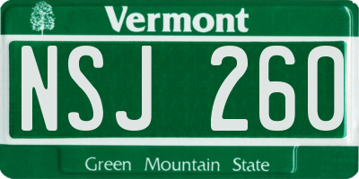 VT license plate NSJ260