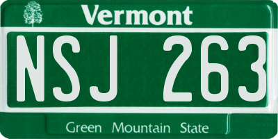 VT license plate NSJ263
