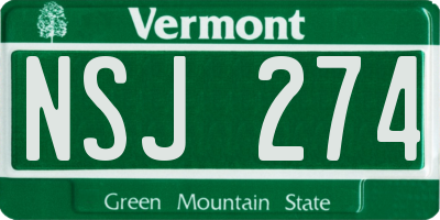 VT license plate NSJ274