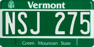 VT license plate NSJ275