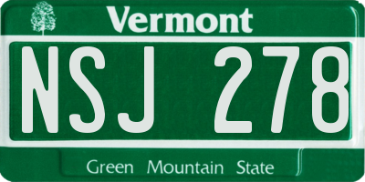 VT license plate NSJ278