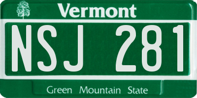 VT license plate NSJ281