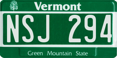 VT license plate NSJ294