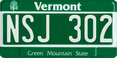 VT license plate NSJ302