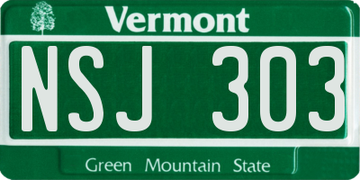 VT license plate NSJ303