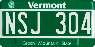 VT license plate NSJ304