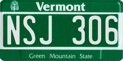 VT license plate NSJ306