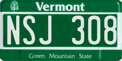 VT license plate NSJ308