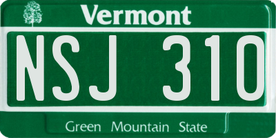 VT license plate NSJ310