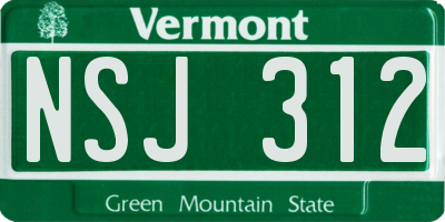 VT license plate NSJ312