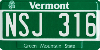 VT license plate NSJ316