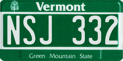 VT license plate NSJ332