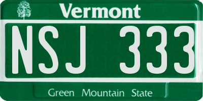 VT license plate NSJ333