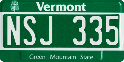 VT license plate NSJ335