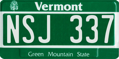 VT license plate NSJ337