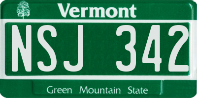 VT license plate NSJ342