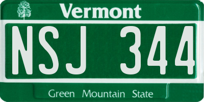 VT license plate NSJ344