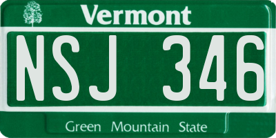 VT license plate NSJ346