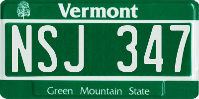 VT license plate NSJ347