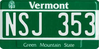 VT license plate NSJ353