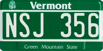 VT license plate NSJ356