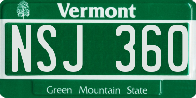 VT license plate NSJ360