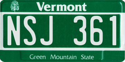 VT license plate NSJ361