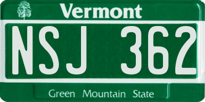 VT license plate NSJ362