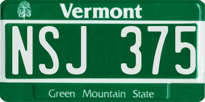 VT license plate NSJ375