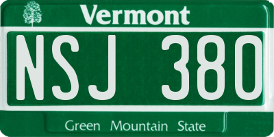 VT license plate NSJ380