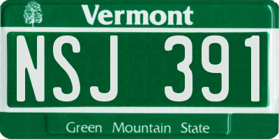VT license plate NSJ391