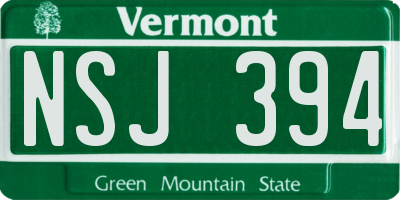 VT license plate NSJ394