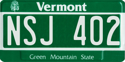 VT license plate NSJ402