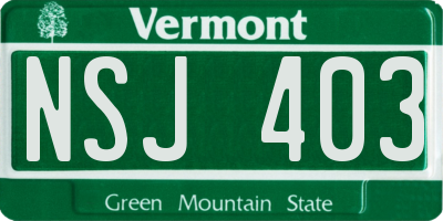 VT license plate NSJ403