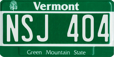 VT license plate NSJ404