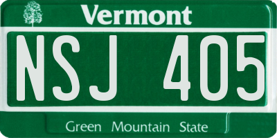 VT license plate NSJ405