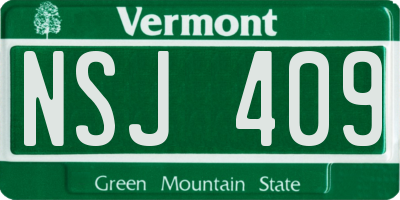 VT license plate NSJ409