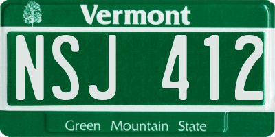 VT license plate NSJ412