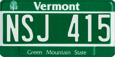 VT license plate NSJ415