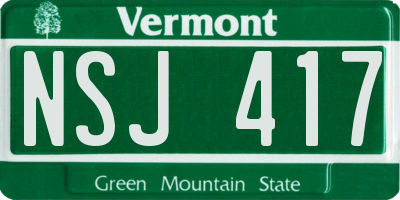 VT license plate NSJ417