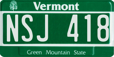 VT license plate NSJ418