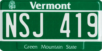 VT license plate NSJ419